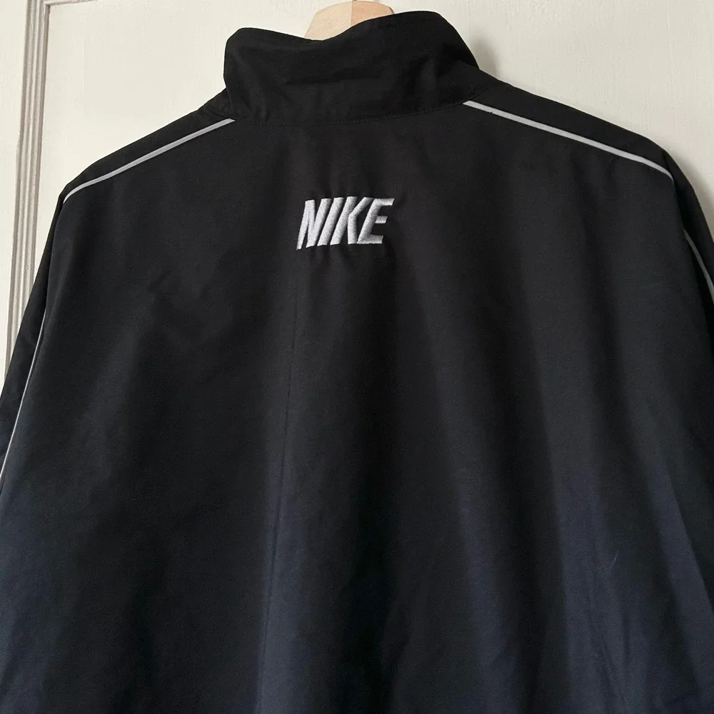 Nike Vintage Y2K Windbreaker Track Jacket Black White Men's XXL Swoosh Retro